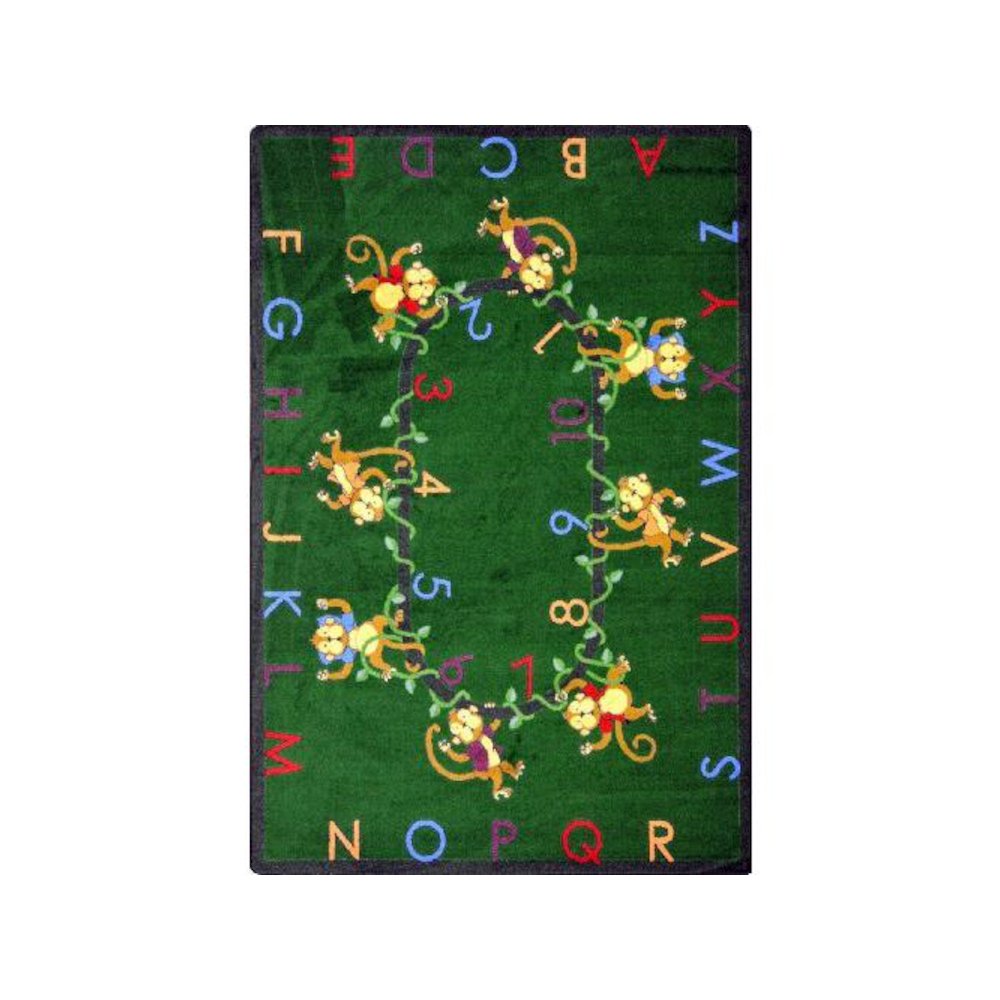 Kid Essentials Monkey Business 13'2" Round Area Rug in Color Green
