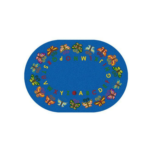 Kid Essentials Butterfly Delight 5'4" x 7'8" Oval Area Rug in Color Multi