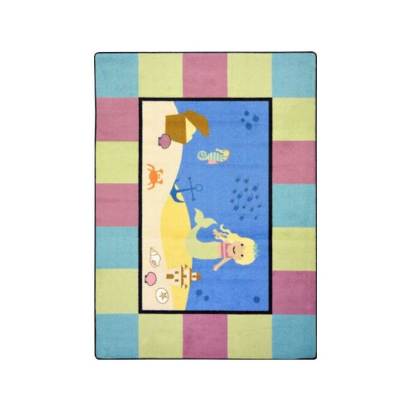 Kid Essentials Lil' Mermaid 5'4" Round Area Rug in Color Multi
