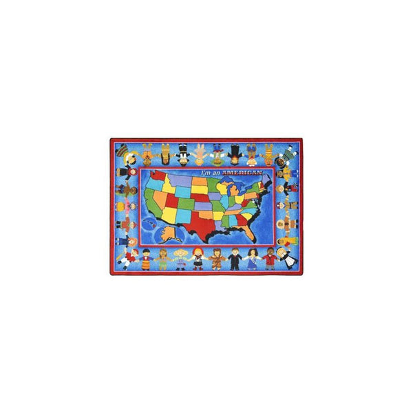 Kid Essentials I'm An American 5'4" Round Area Rug in Color Multi