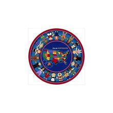 Kid Essentials I'm An American 7'7" Round Area Rug in Color Multi