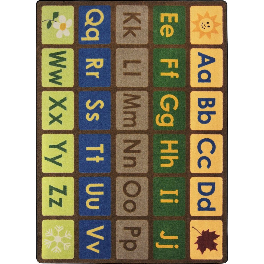 Kid Essentials Any Day Alphabet 5'4" x 7'8" Area Rug in Color Earthtone