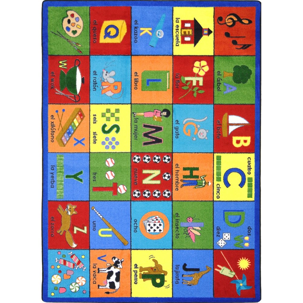 Kid Essentials Bilingual Phonics 5'4" x 7'8" Area Rug in Color Multi