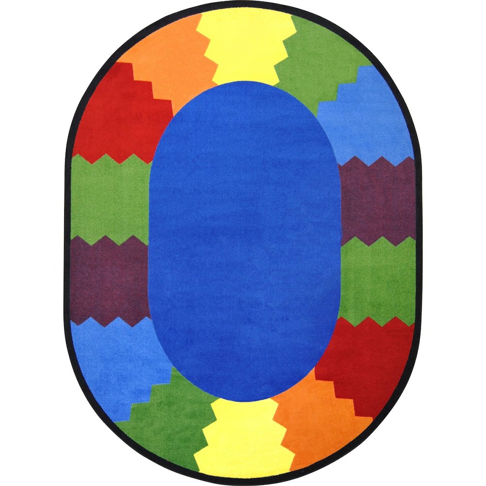 Kid Essentials Block Party 5'4" x 7'8" Oval Area Rug in Color Multi