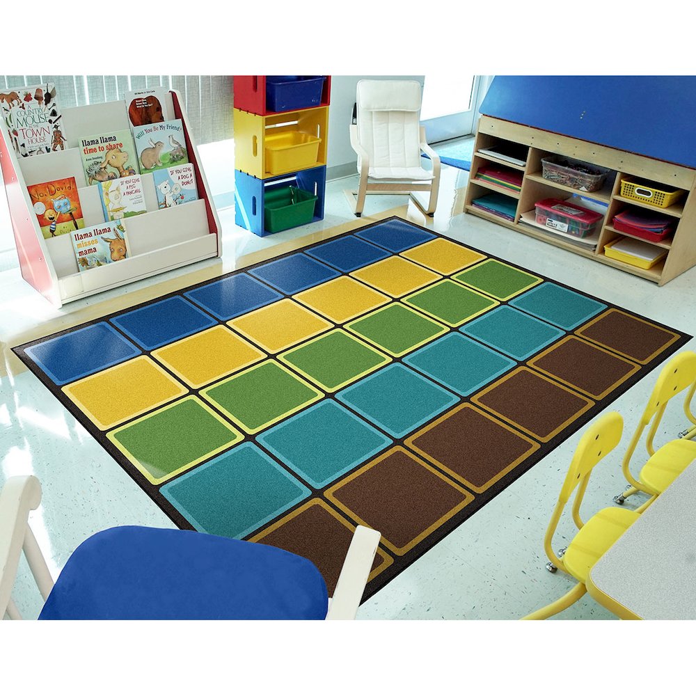 Kid Essentials Blocks Abound 5'4" x 7'8" Area Rug in Color Earthtone