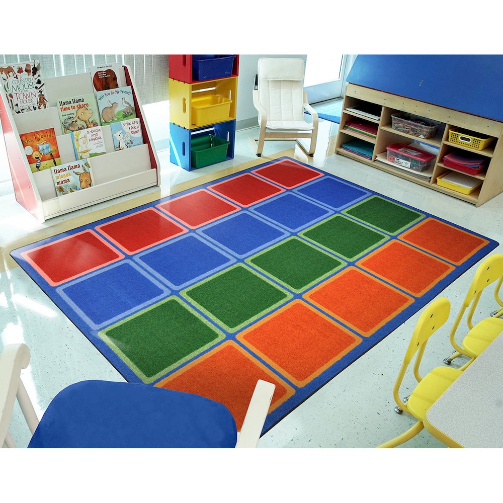 Kid Essentials Blocks Abound 5'4" x 7'8" Area Rug in Color Primary