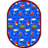 Kid Essentials Bookworm 5'4" x 7'8" Oval Area Rug in Color Blue