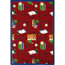 Kid Essentials Bookworm 3'10" x 5'4" Area Rug in Color Red