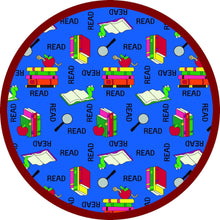 Kid Essentials Bookworm 7'7" Round Area Rug in Color Blue