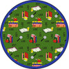 Kid Essentials Bookworm (Spanish) 7'7" Round Area Rug in Color Green