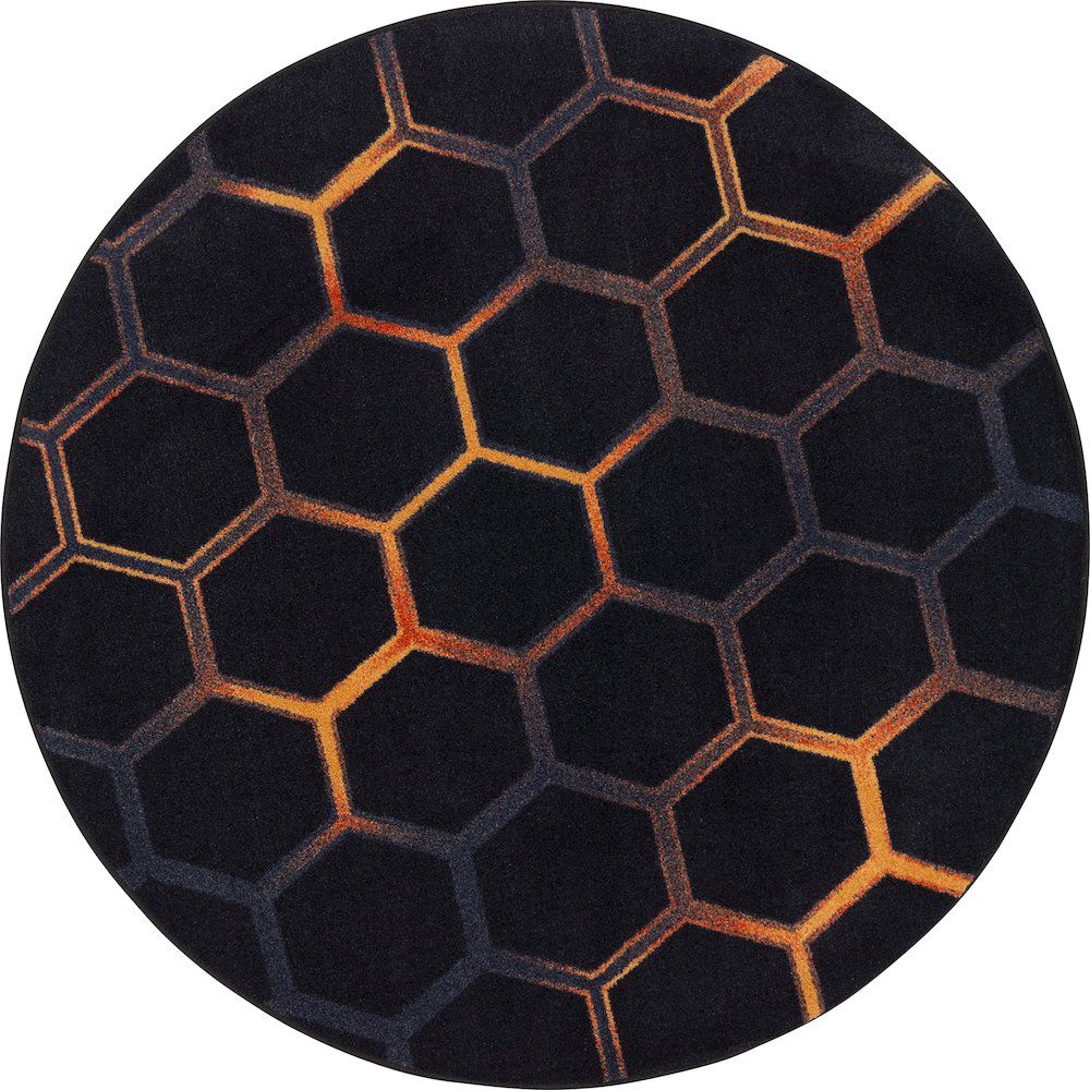 Kid Essentials Breakout 5'4" Round Area Rug in Color Tangerine