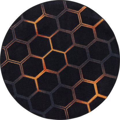 Kid Essentials Breakout 5'4" Round Area Rug in Color Tangerine