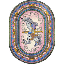 Kid Essentials Carousel 3'10" x 5'4" Oval Area Rug in Color Pink