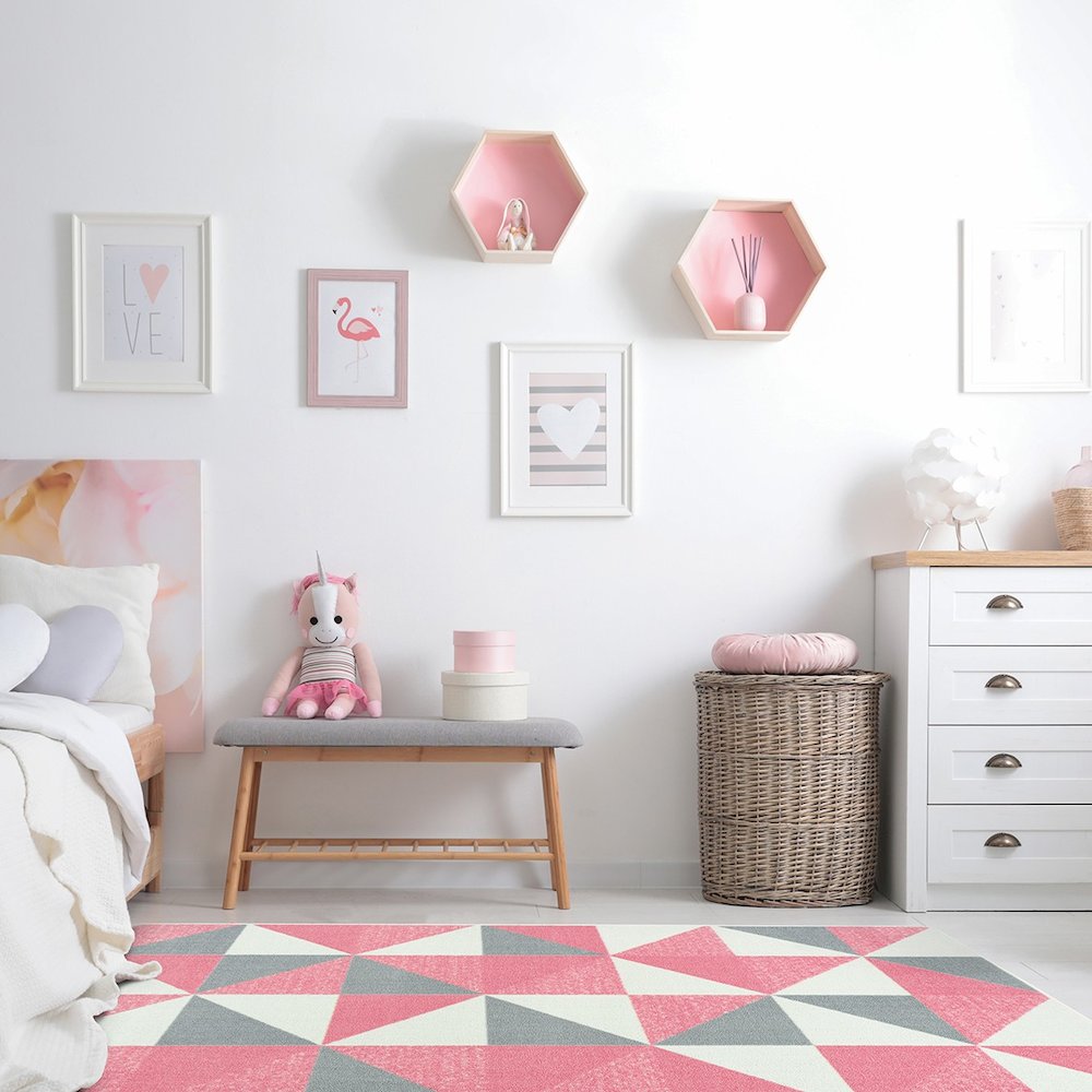 Claremont Kids Cartwheel 3'10" x 5'4" Area Rug in Color Blush