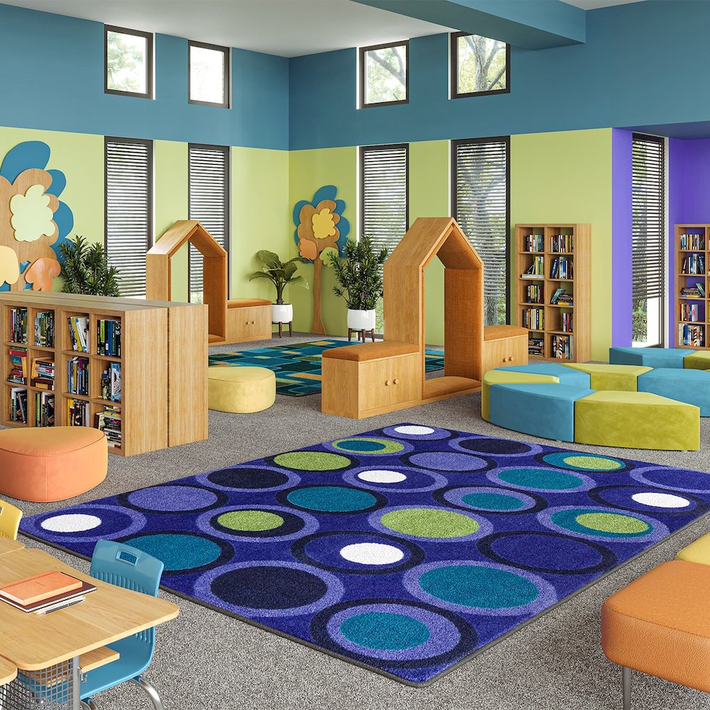 Kid Essentials Circle Back 5'4" x 7'8" Area Rug in Color Indigo