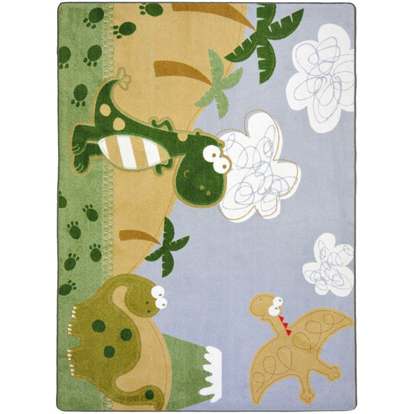 Kid Essentials Dino Fun 3'10" x 5'4" Area Rug in Color Multi
