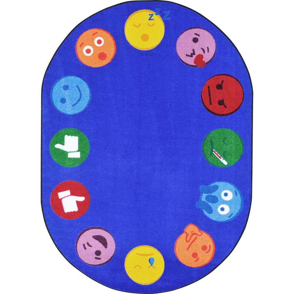 Kid Essentials Emoji Edge 5'4" x 7'8" Oval Area Rug in Color Multi