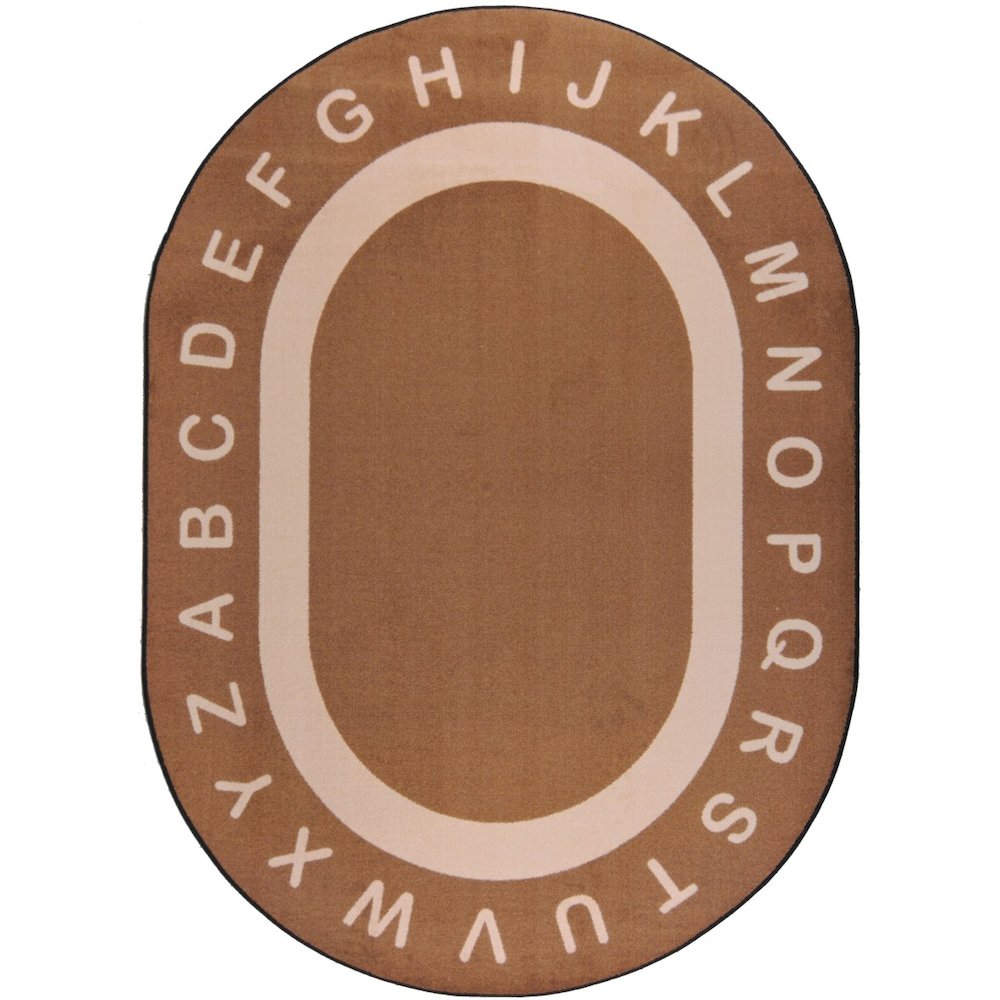 Kid Essentials Endless Alphabet 5'4" x 7'8" Oval Area Rug in Color Mocha