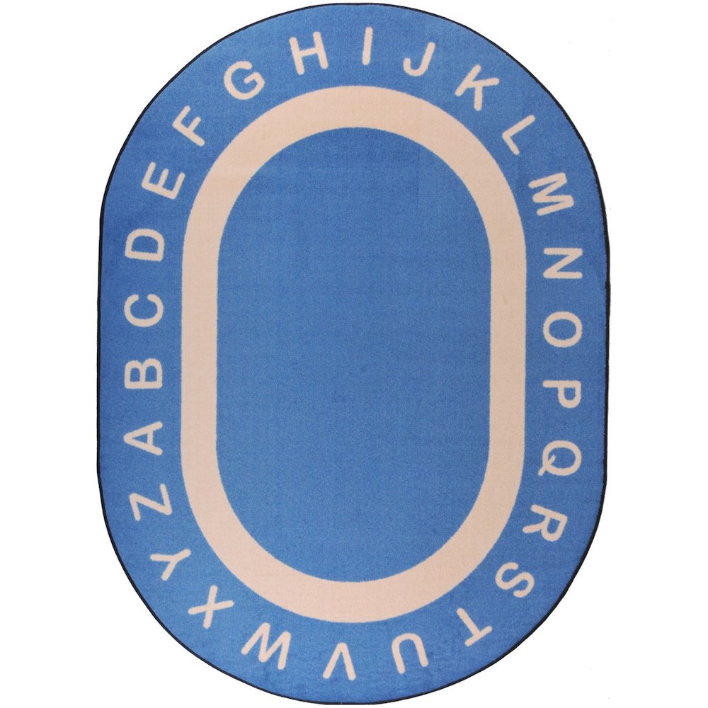 Kid Essentials Endless Alphabet 5'4" x 7'8" Oval Area Rug in Color Seaside