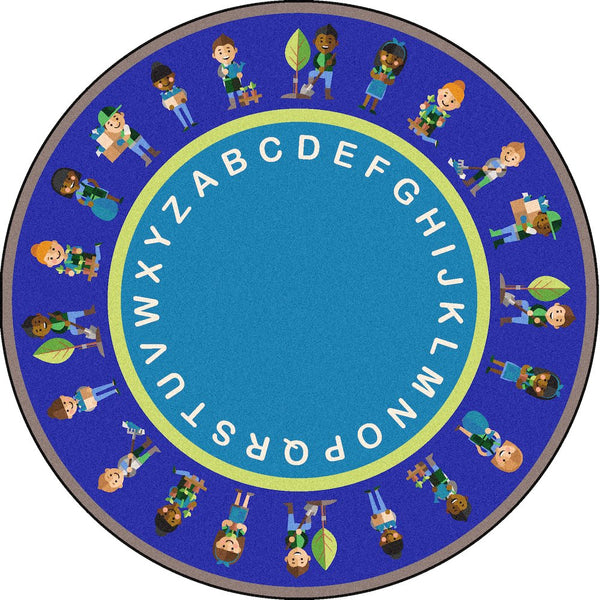 Kid Essentials Environmental Helpers 7'7" Round Area Rug in Color Multi
