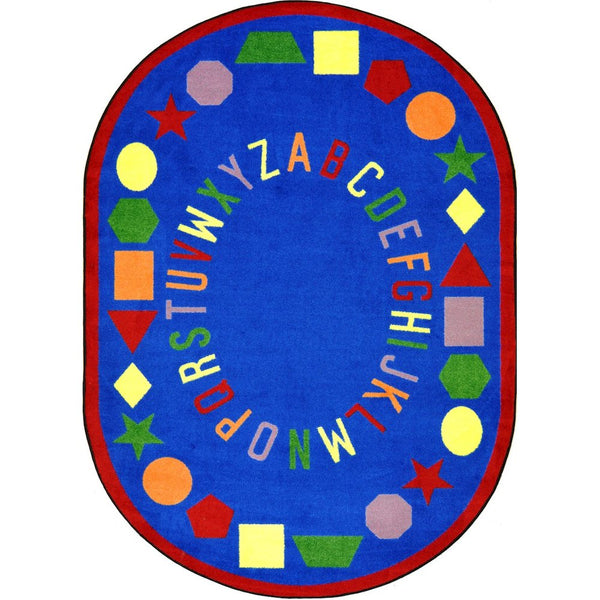 Kid Essentials First Lessons 5'4" x 7'8" Oval Area Rug in Color Blue