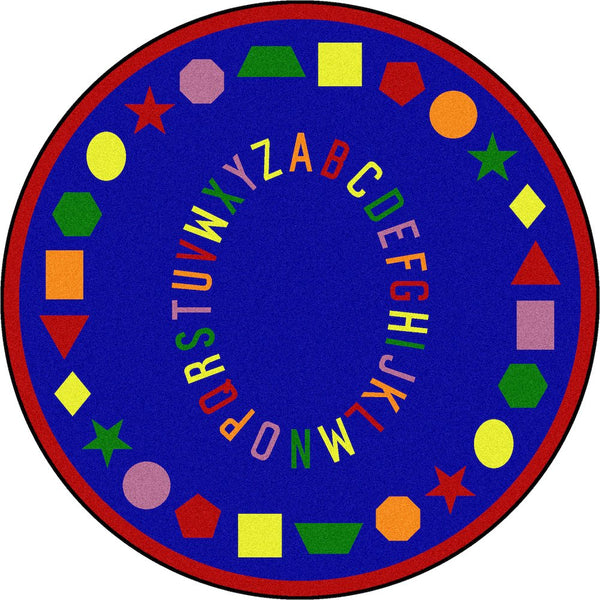 Kid Essentials First Lessons 7'7" Round Area Rug in Color Blue