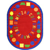 Kid Essentials First Lessons 5'4" x 7'8" Oval Area Rug in Color Red