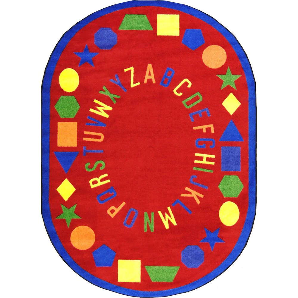 Kid Essentials First Lessons 5'4" x 7'8" Oval Area Rug in Color Red
