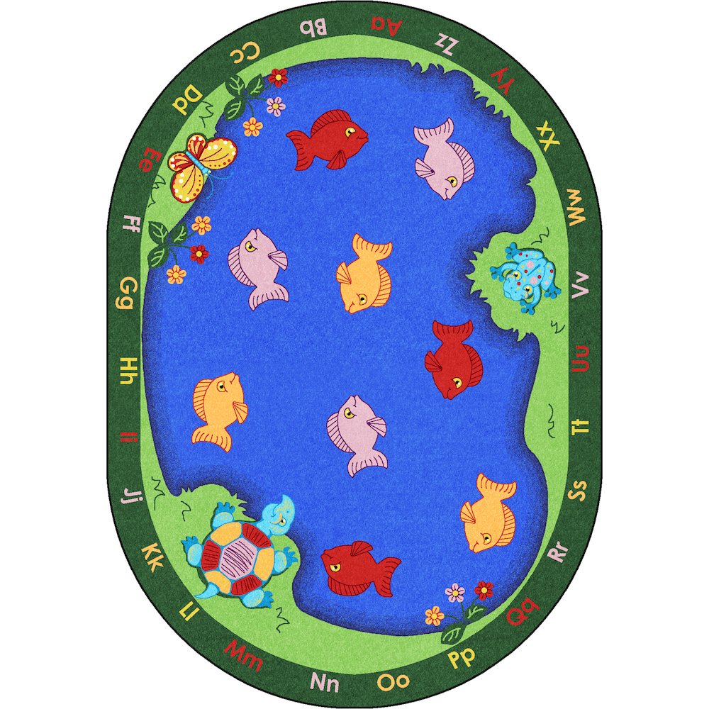 Kid Essentials Fishin' Fun 3'10" x 5'4" Oval Area Rug in Color Multi