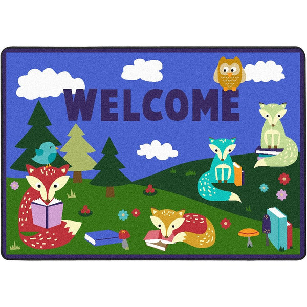Kid Essentials Foxy Readers 2'8" x 3'10" Area Rug in Color Multi