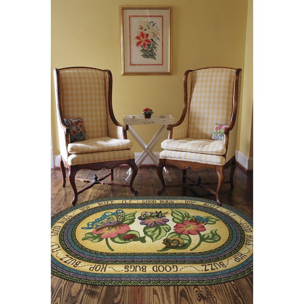 Kid Essentials Good Bugs 3'10" x 5'4" Oval Area Rug in Color Multi