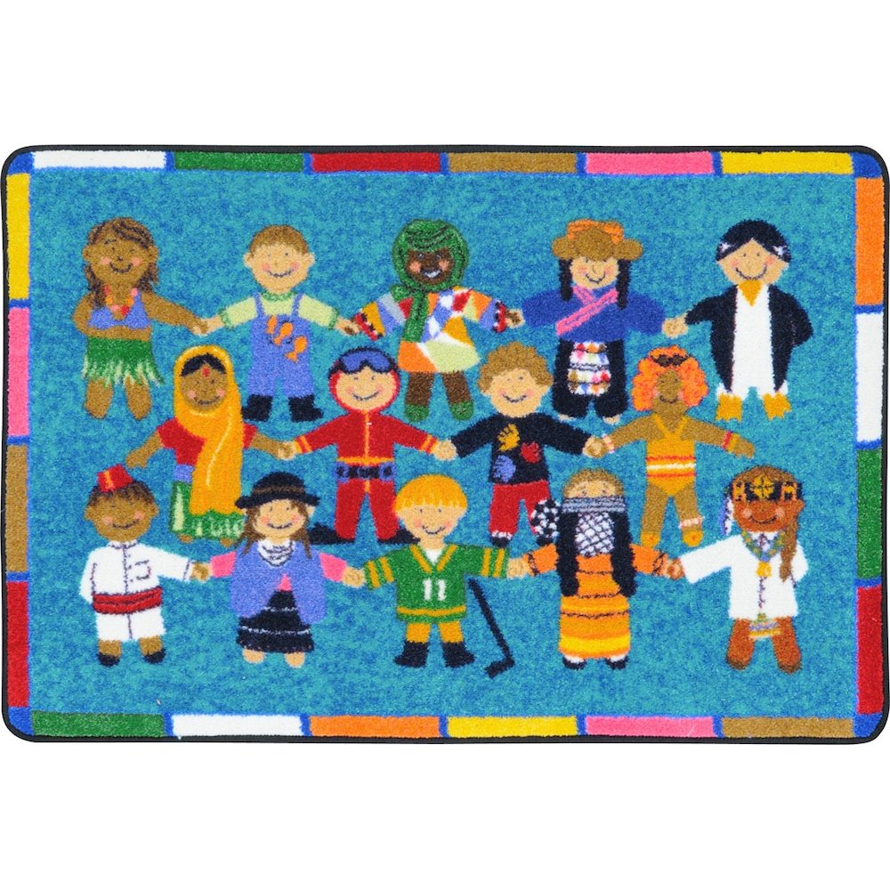 Kid Essentials Hands Around the World 2'8" x 3'10" Area Rug in Color Multi