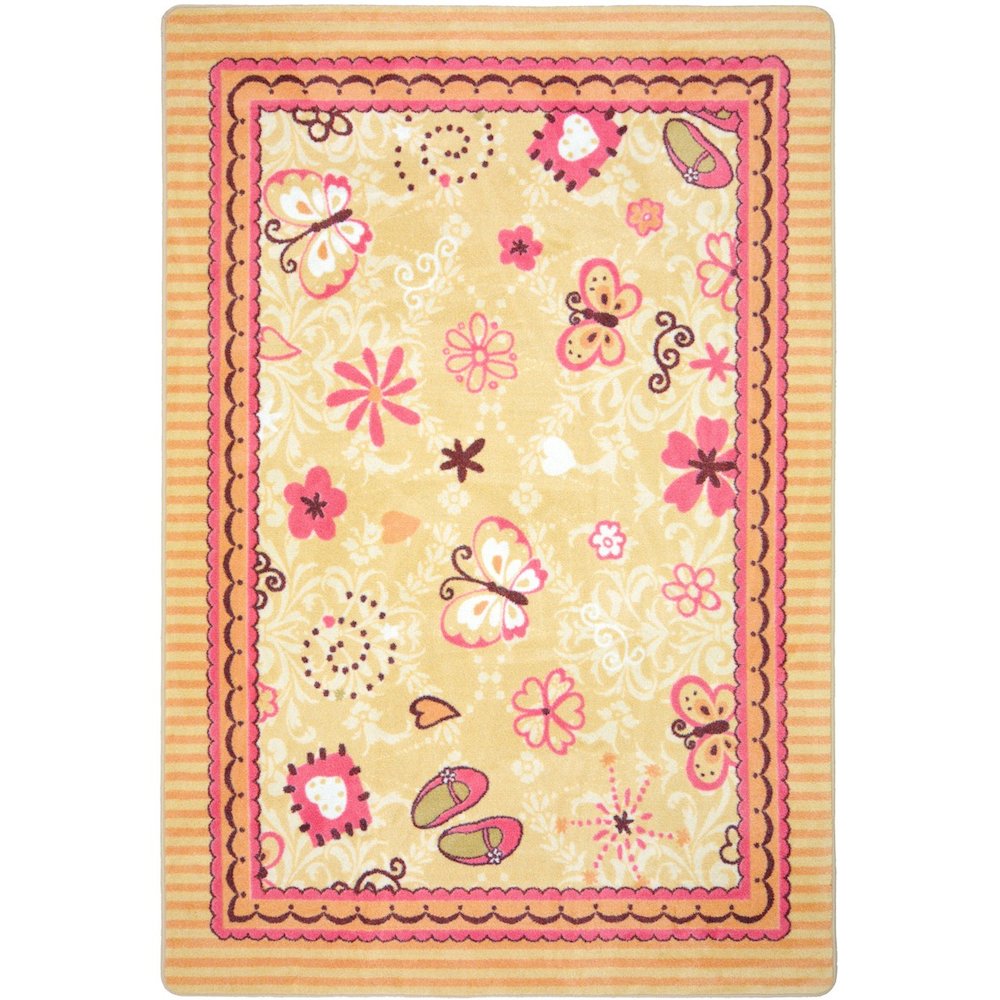 Kid Essentials Hearts & Flowers 3'10" x 5'4" Area Rug in Color Multi