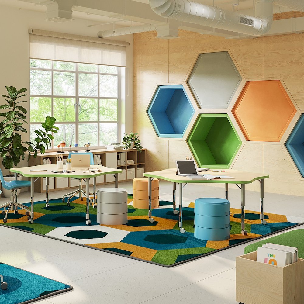 Kid Essentials Hexed 3'10" x 5'4" Area Rug in Color Citrus