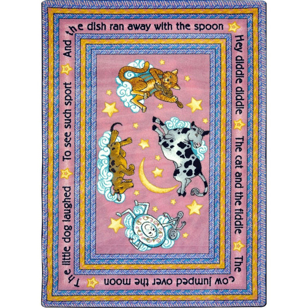 Kid Essentials Hey Diddle Diddle 3'10" x 5'4" Area Rug in Color Pink
