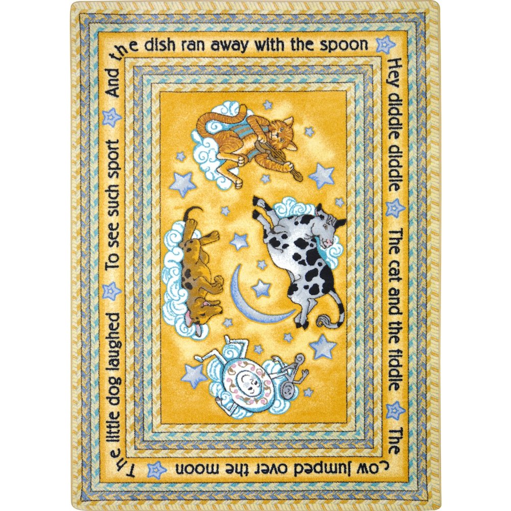 Kid Essentials Hey Diddle Diddle 3'10" x 5'4" Area Rug in Color Yellow