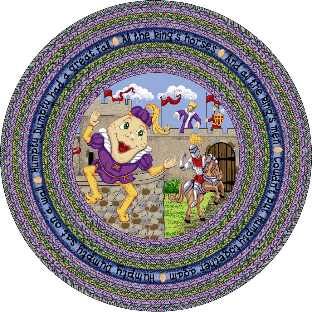 Kid Essentials Humpty Dumpty 7'7" Round Area Rug in Color Multi