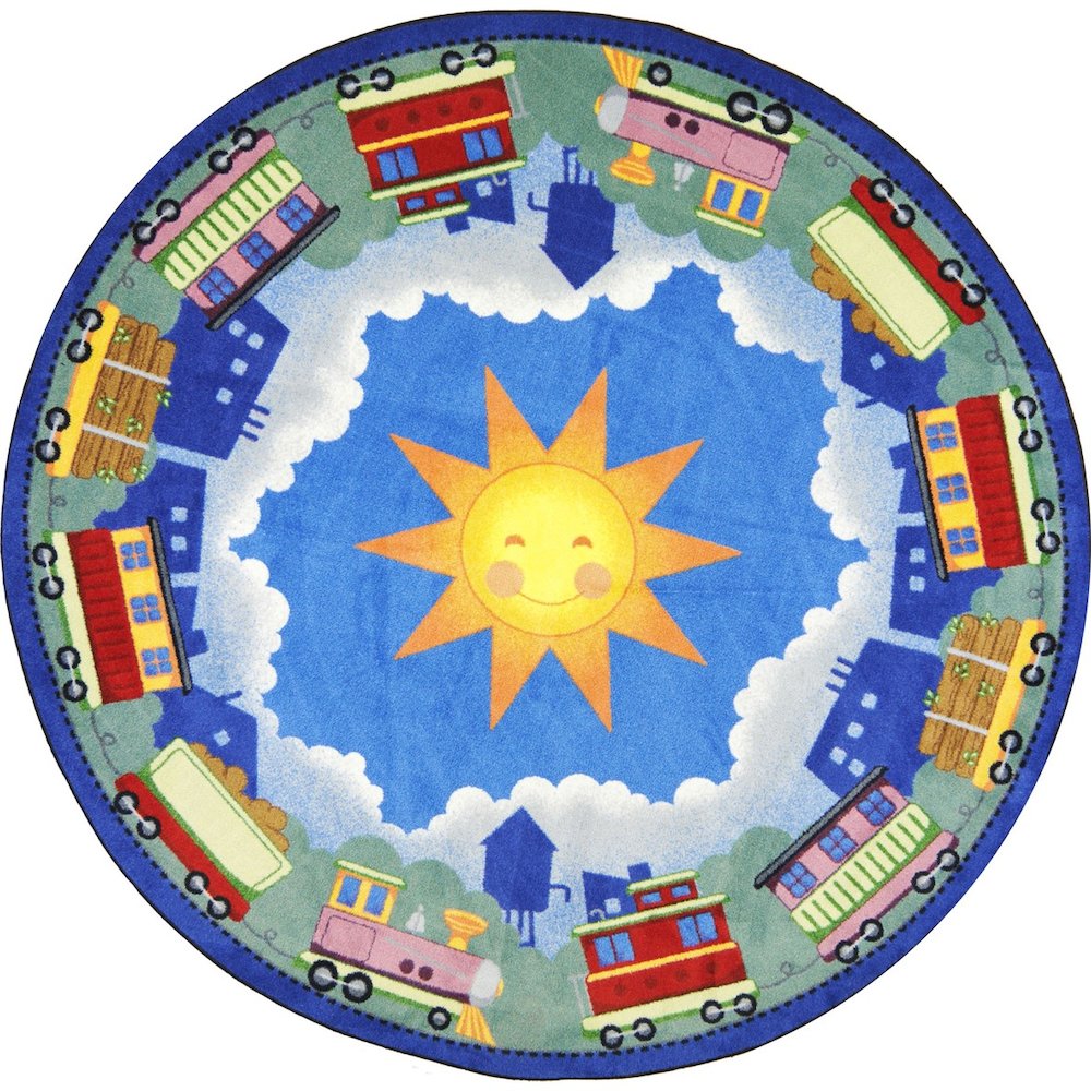 Kid Essentials In Training 7'7" Round Area Rug in Color Multi