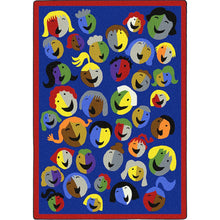 Kid Essentials Joyful Faces 3'10" x 5'4" Area Rug in Color Blue