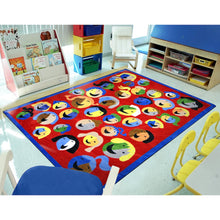 Kid Essentials Joyful Faces 3'10" x 5'4" Area Rug in Color Red