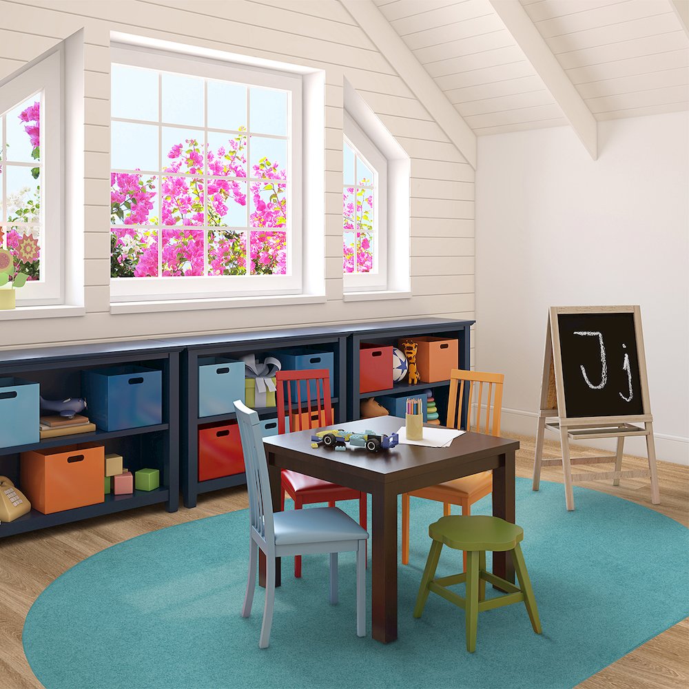 Kid Essentials Just Kidding 6' x 9' Oval Area Rug in Color Seafoam