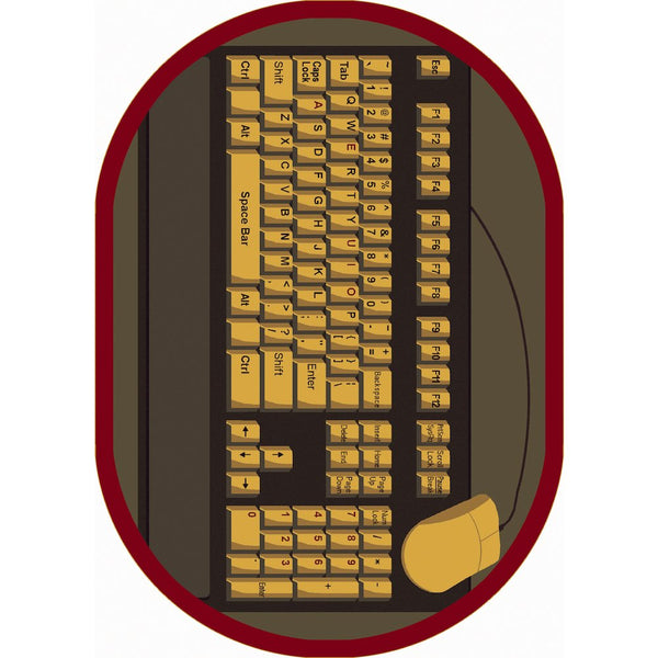 Kid Essentials Keyboard Connection 5'4" x 7'8" Oval Area Rug in Color Brown
