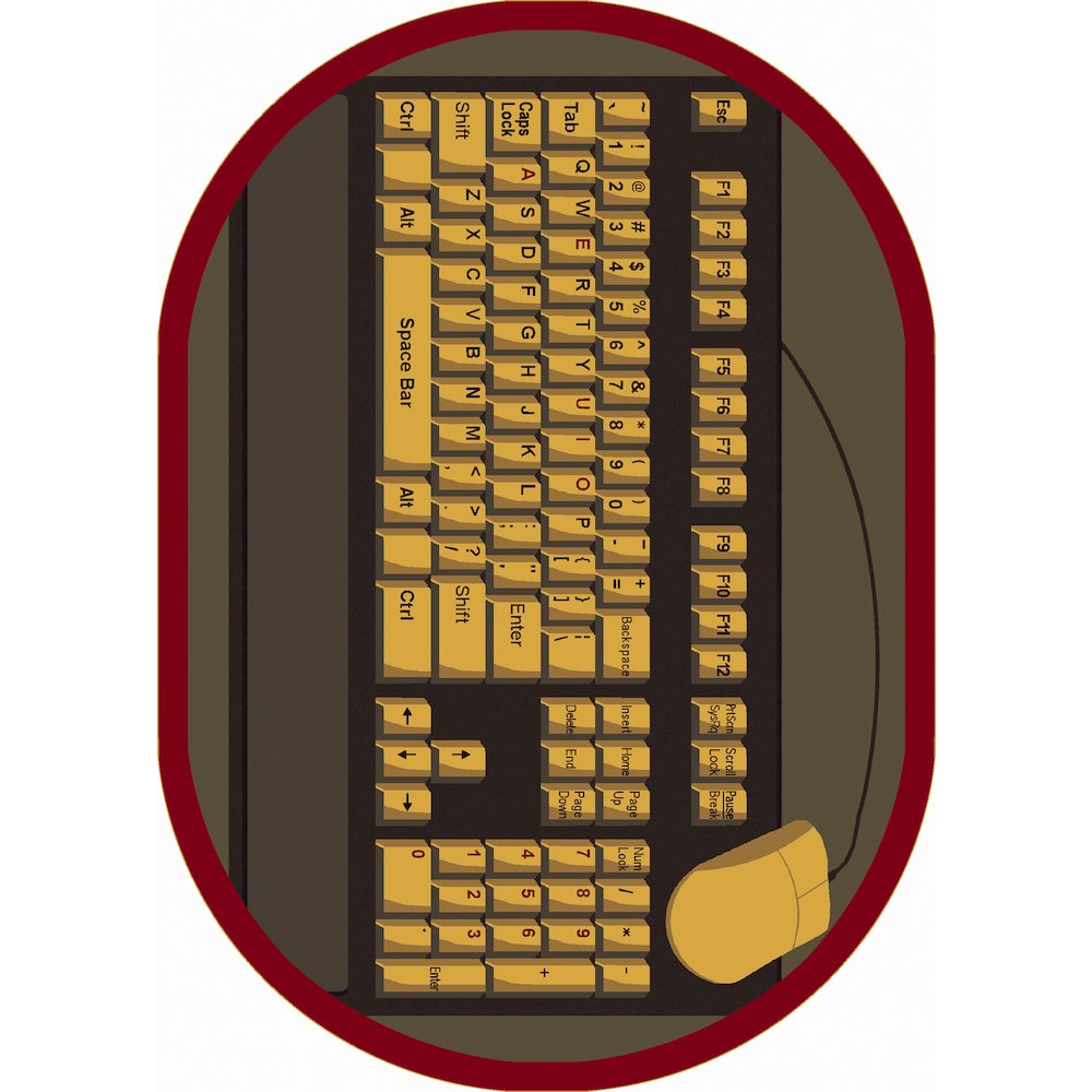 Kid Essentials Keyboard Connection 5'4" x 7'8" Oval Area Rug in Color Brown