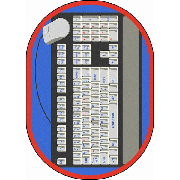 Kid Essentials Keyboard Connection 5'4" x 7'8" Oval Area Rug in Color Gray