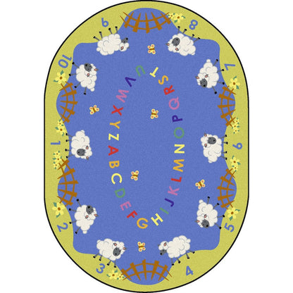 Kid Essentials Lamby Pie 5'4" x 7'8" Oval Area Rug in Color Multi