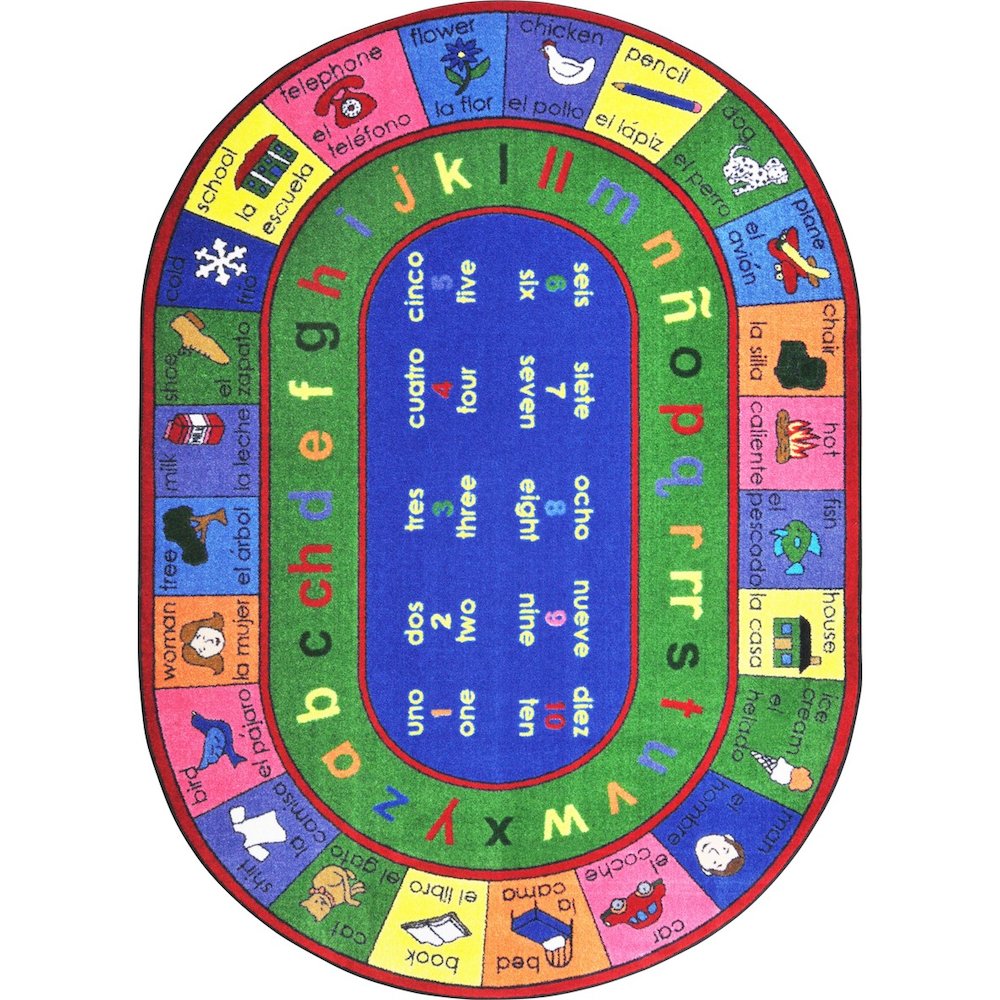 Kid Essentials LenguaLink (Spanish) 5'4" x 7'8" Oval Area Rug in Color Multi