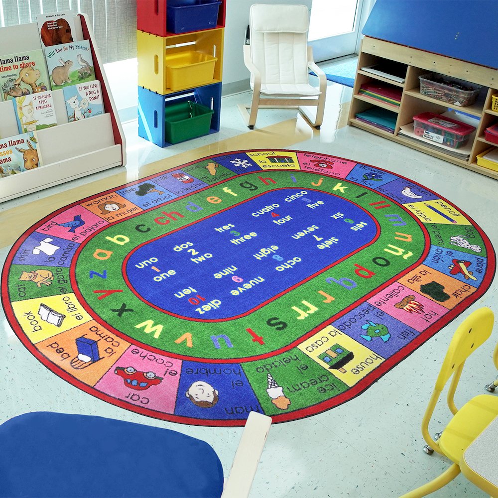 Kid Essentials LenguaLink (Spanish) 5'4" x 7'8" Oval Area Rug in Color Multi