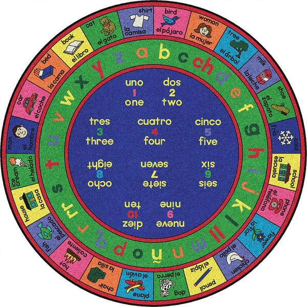 Kid Essentials LenguaLink (Spanish) 13'2" Round Area Rug in Color Multi
