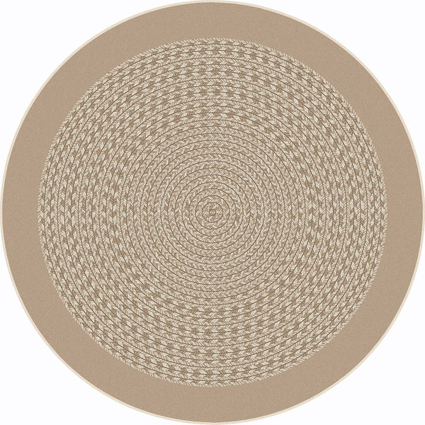 Kid Essentials Like Home 7'7" Round Area Rug in Color Beige
