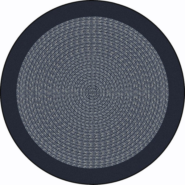 Kid Essentials Like Home 7'7" Round Area Rug in Color Navy